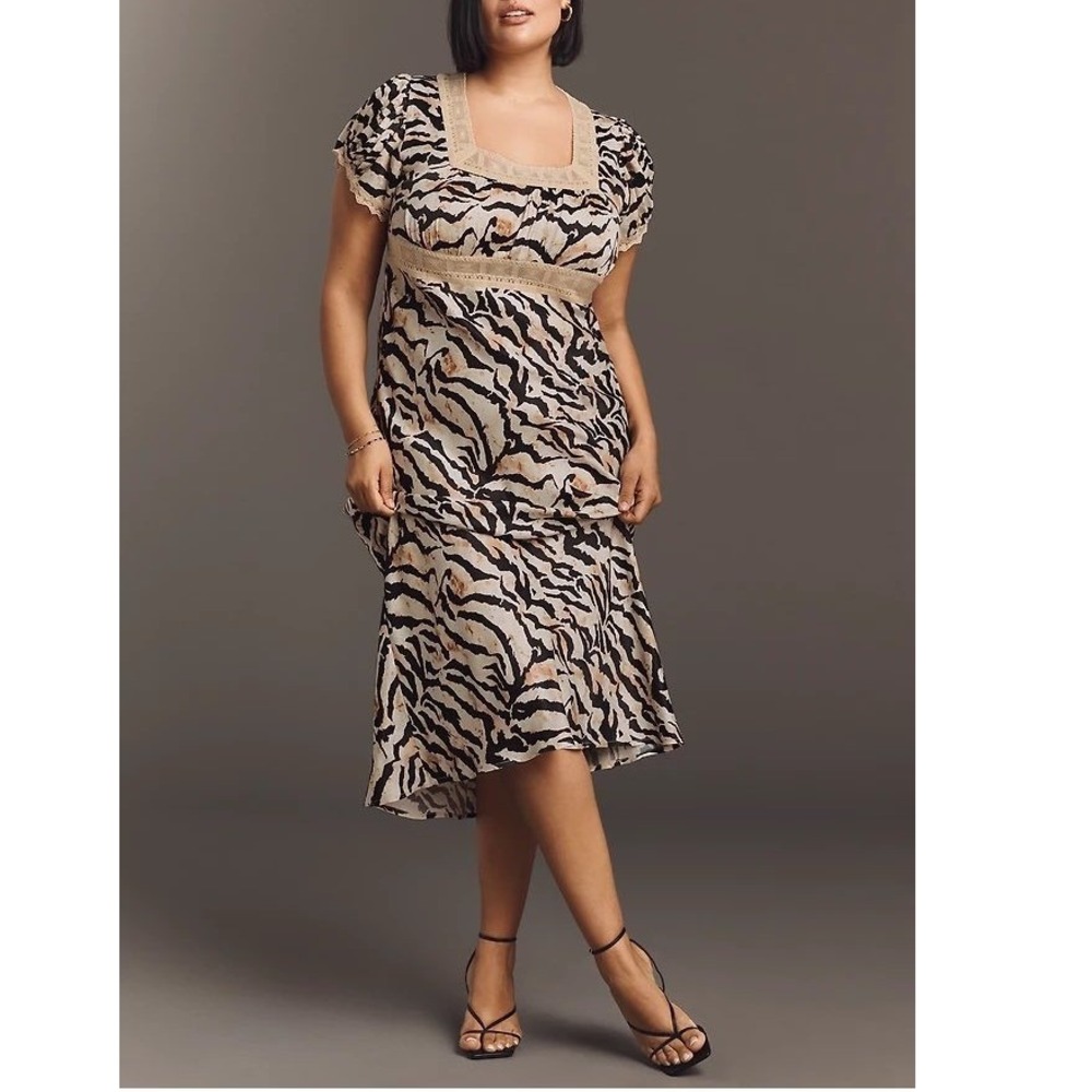 CONDITIONS APPLY x ANTHROPOLOGIE Adeon Short Sleeve Slip Midi Dress
